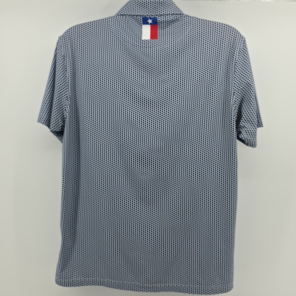 Rhoback Blue Texas Geometric Print Polo Shirt Size Large Stretch Performance - Picture 5 of 8